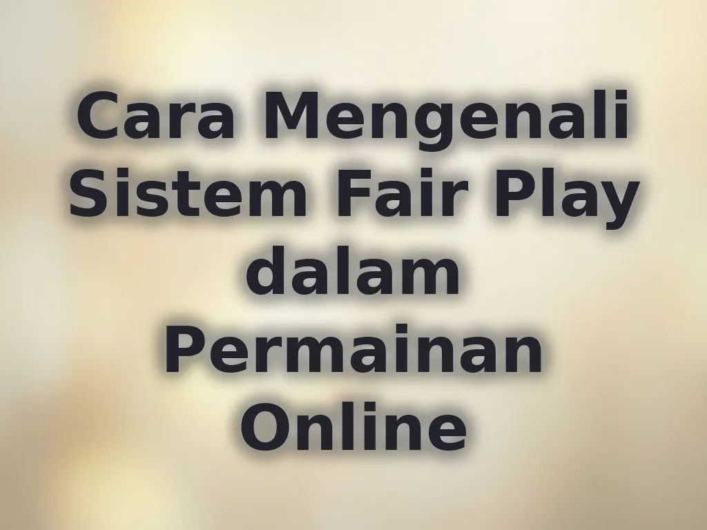 Cara Mengenali Sistem Fair Play dalam Permainan Online